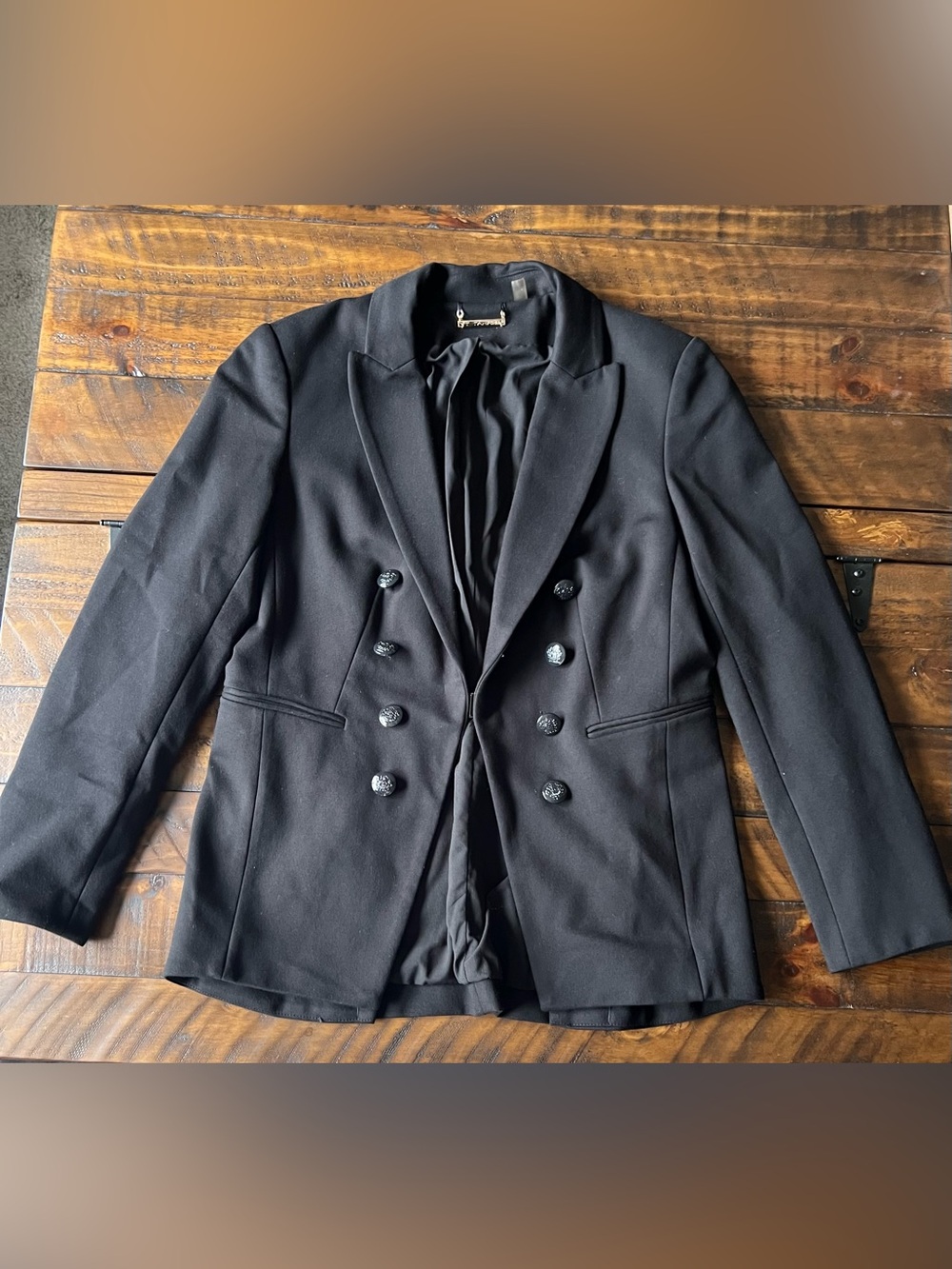 Tahari Black Double-Breasted Blazer Jacket